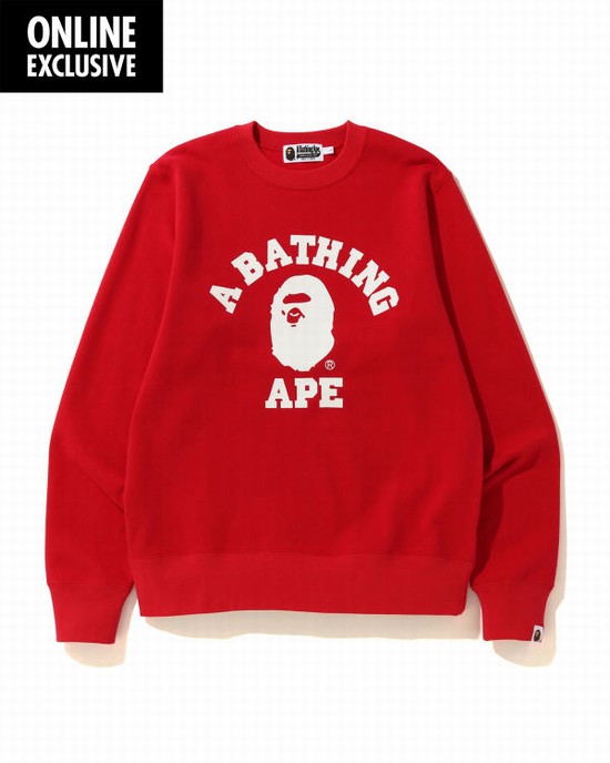 Sudaderas Bape College Hombre Rojos Claro | 603197-FVS