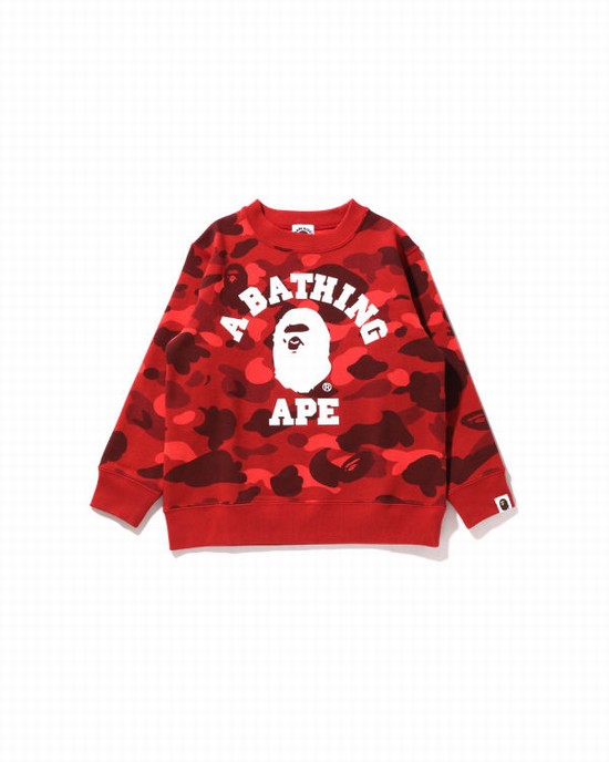 Sudaderas Bape Color Camo College Crewneck Niños Rojos Claro | 218495-TAI