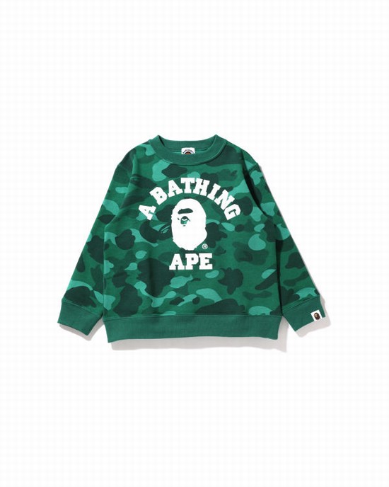 Sudaderas Bape Color Camo College Crewneck Niños Turquesa | 934871-CTZ