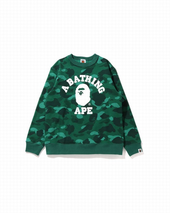 Sudaderas Bape Color Camo College Crewneck JR Niños Turquesa | 984625-VJB