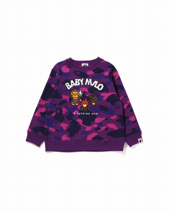 Sudaderas Bape Color Camo Milo Camp Crewneck Niños Morados | 403782-GQZ