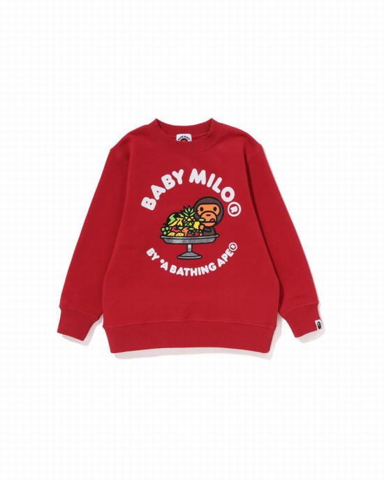 Sudaderas Bape Milo Fruit Crewneck Niños Rojos Claro | 603784-ZFA