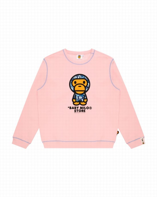 Sudaderas Bape Milo crew neck Mujer Rosas | 527983-EAG