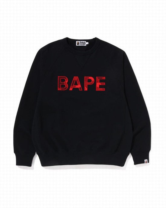 Sudaderas Bape Patch Relaxed Fit Crewneck Hombre Negros | 609482-BOE