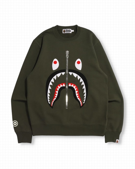 Sudaderas Bape Patched Shark Crewneck Hombre Verdes | 726019-AVU