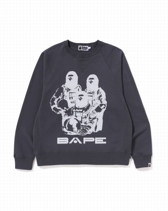 Sudaderas Bape Relaxed Fit Crewneck Hombre Grises Oscuro | 975832-PDZ