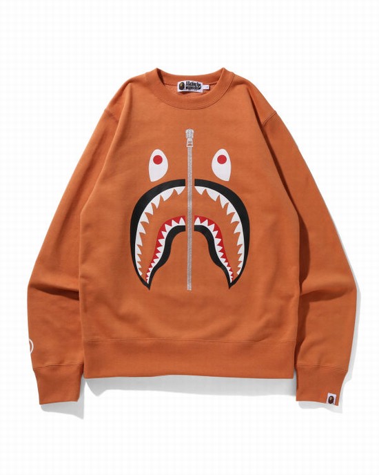 Sudaderas Bape Shark Crewneck Hombre Naranjas | 029134-YOJ