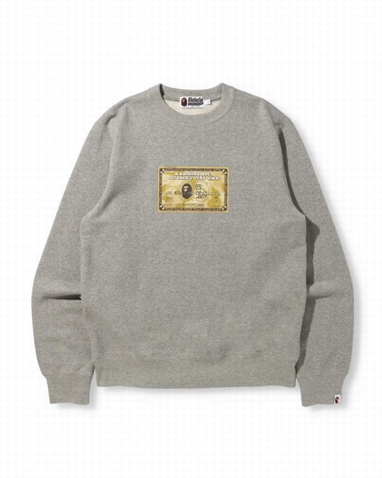 Sudaderas Bape X OVO Card Crew Neck Hombre Grises | 845012-PYK