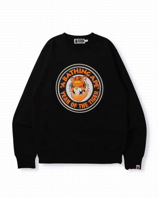 Sudaderas Bape Year Of The Tiger Crewneck Hombre Negros | 851467-QGL