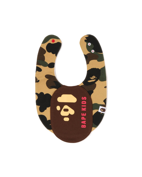 Babero Bape 1st Camo Ape Head Motif Niños Amarillos | 687023-UCZ