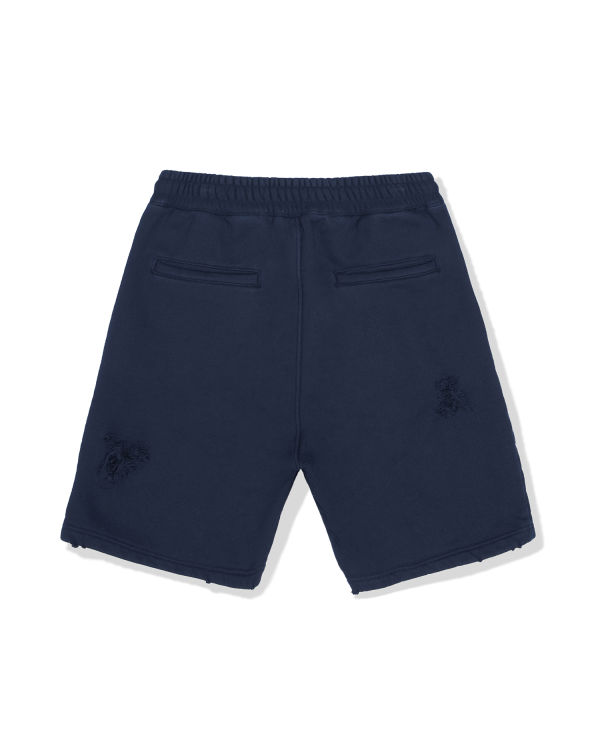 Bermudas Bape Distressed logo Hombre Azul Marino Azules | 756938-MIR