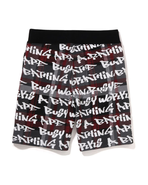 Bermudas Bape Graffiti Check Hombre Negros | 378640-OCT