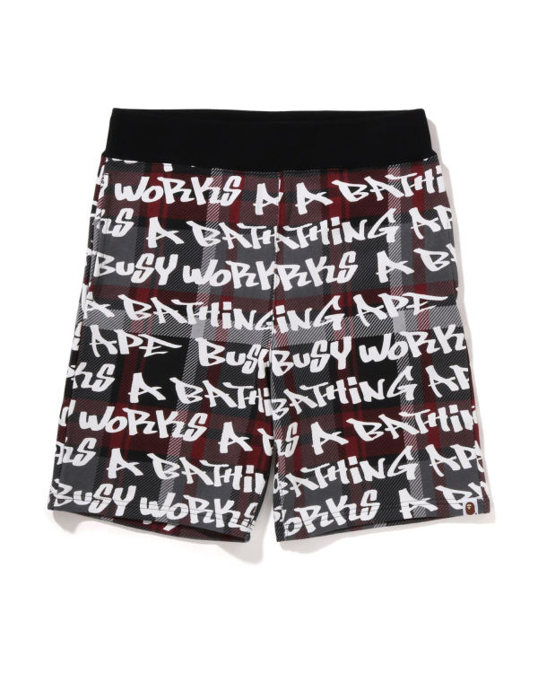 Bermudas Bape Graffiti Check Hombre Negros | 378640-OCT