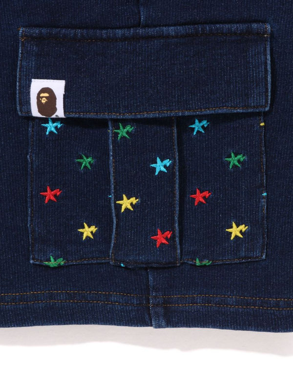 Bermudas Bape Milo STA Jersey Denim Cargo Niños Azules | 758023-NQB