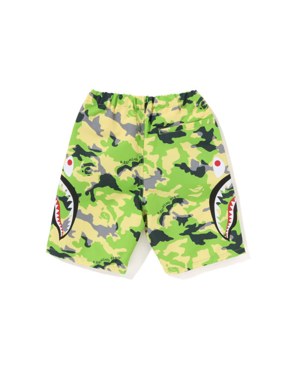 Bermudas Bape Woodland Camo Side Shark Beach Niños Verdes | 568932-VSZ