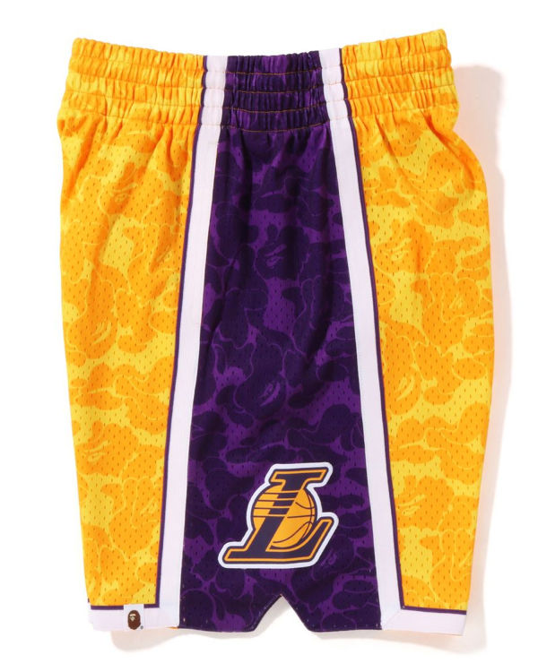 Bermudas Bape X M&N Los Angeles Lakers Jersey Hombre Amarillos | 638071-OGT