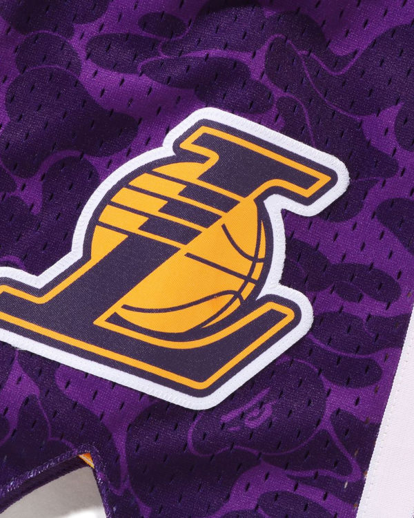 Bermudas Bape X M&N Los Angeles Lakers Jersey Hombre Amarillos | 638071-OGT