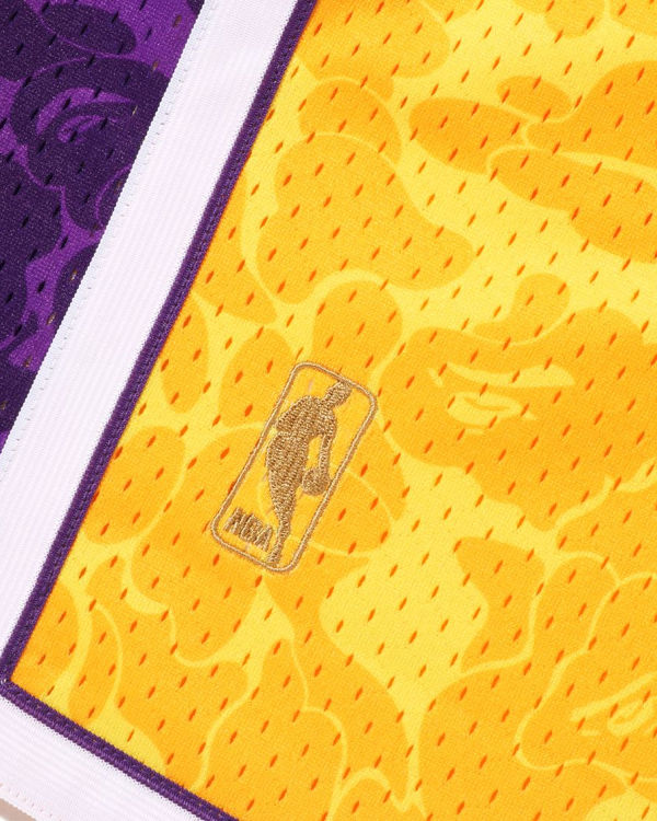 Bermudas Bape X M&N Los Angeles Lakers Jersey Hombre Amarillos | 638071-OGT