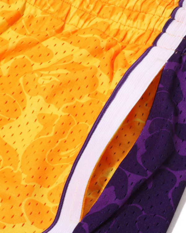 Bermudas Bape X M&N Los Angeles Lakers Jersey Hombre Amarillos | 638071-OGT