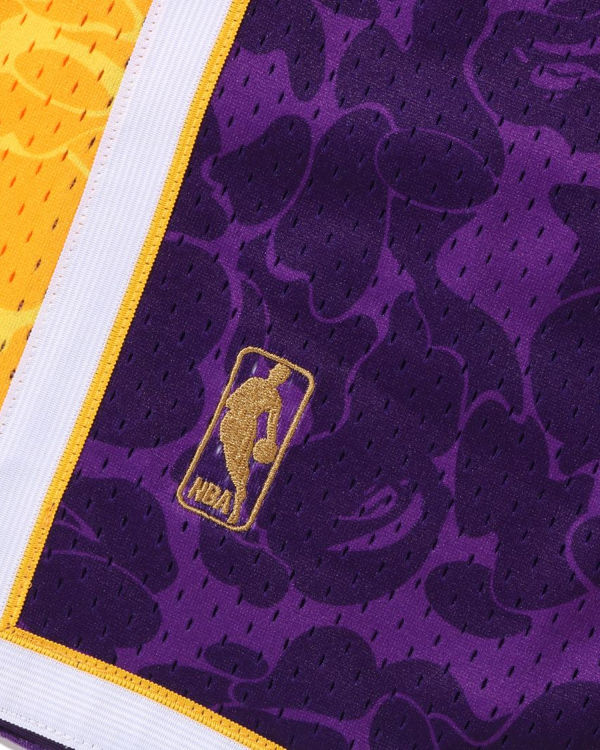 Bermudas Bape X M&N Los Angeles Lakers Jersey Hombre Morados | 759483-MKB