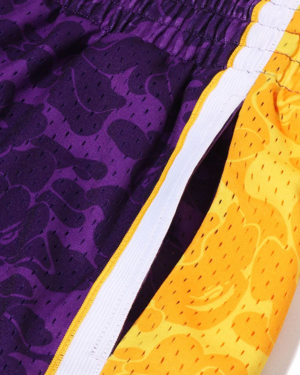 Bermudas Bape X M&N Los Angeles Lakers Jersey Hombre Morados | 759483-MKB