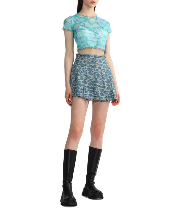 Blusas Bape Pattern mesh crop Mujer Azules | 075489-XML