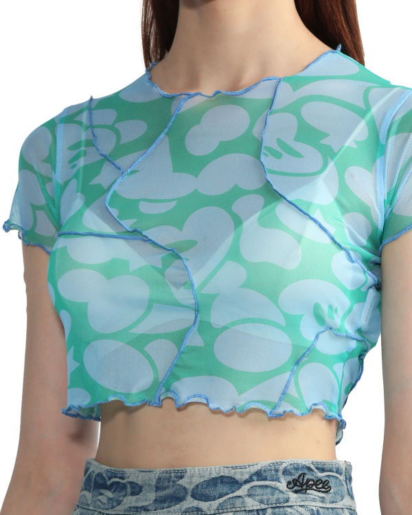 Blusas Bape Pattern mesh crop Mujer Azules | 075489-XML