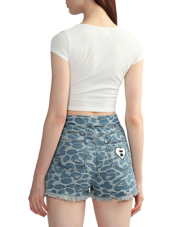 Blusas Bape V-neck crop Mujer Blancos | 124059-YKU