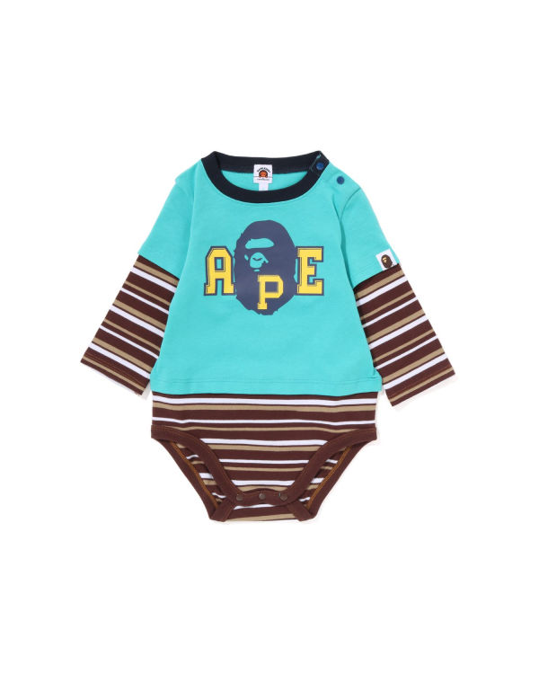 Bodysuit Bape Hoop Ape Head Layered Niños Verdes Claro | 301528-VMG