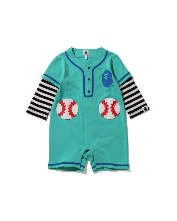 Bodysuit Bape Hoop Baseball Layered Rompers Niños Verde Menta | 013764-HJR