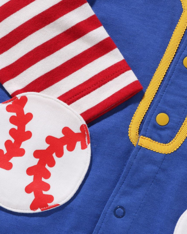 Bodysuit Bape Hoop Baseball Layered Rompers Niños Azules | 073528-HPW