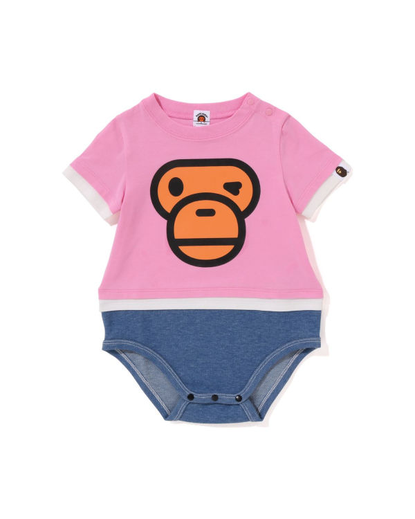 Bodysuit Bape Milo Face Layered Niños Rosas | 601587-ZWU