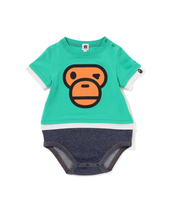 Bodysuit Bape Milo Face Layered Niños Verdes Claro | 653247-HQW