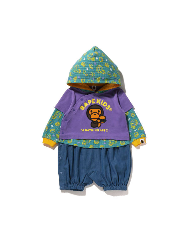 Bodysuit Bape Milo Junk Comida Layered Romper Niños Morados | 026953-GBJ