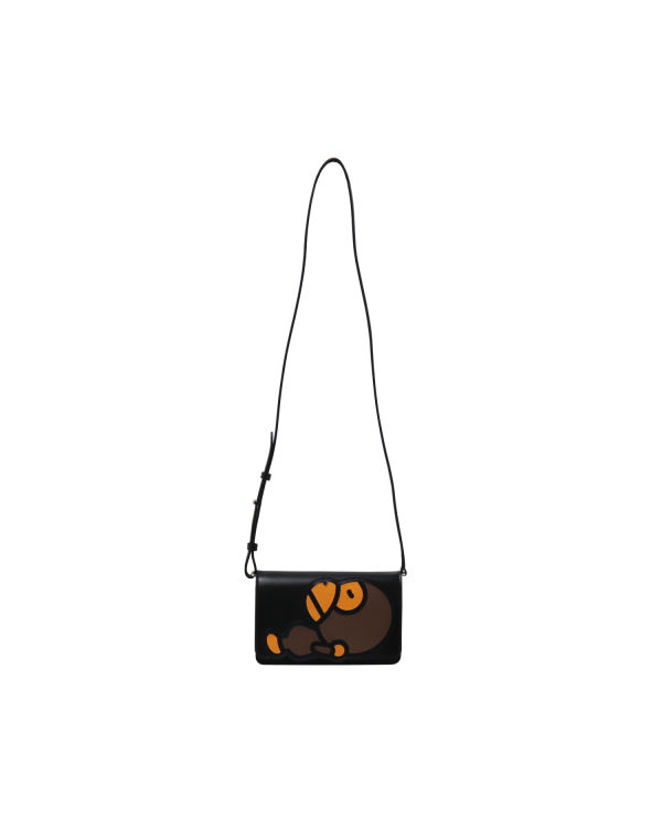 Bolsa De Hombro Bape Milo Cuero Mujer Negros | 978512-SIR