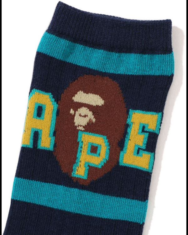 Calcetines Bape Ape Head Line Rib Niños Azul Marino Azules | 639471-CQF