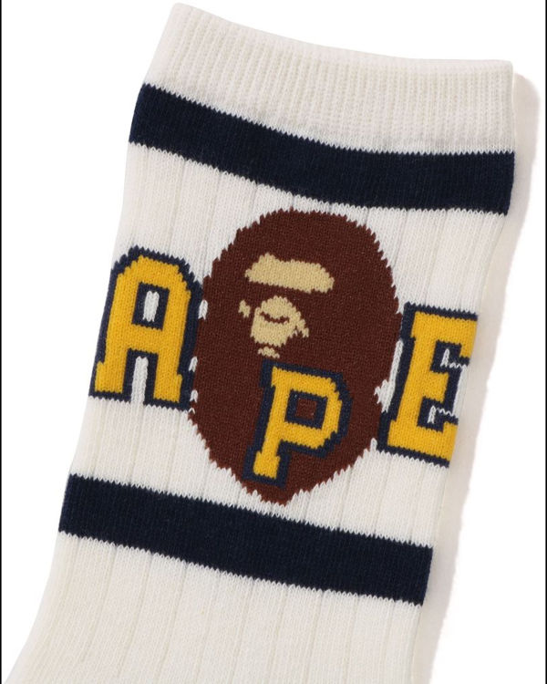 Calcetines Bape Ape Head Line Rib Niños Blancos | 805426-KZU