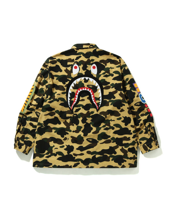 Camisas Bape 1st Camo Shark Relaxed Fit Military Hombre Amarillos | 703496-QES