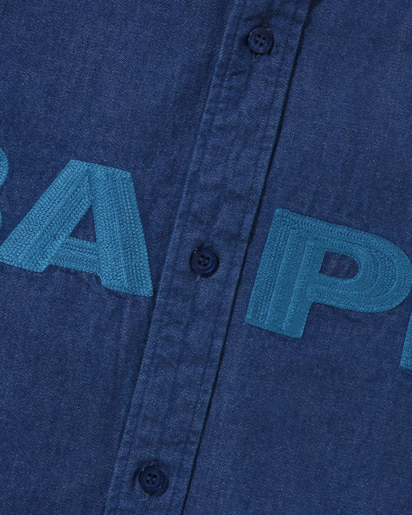 Camisas Bape Denim Loose Fit Hombre Azul Marino Azules | 579043-TJY