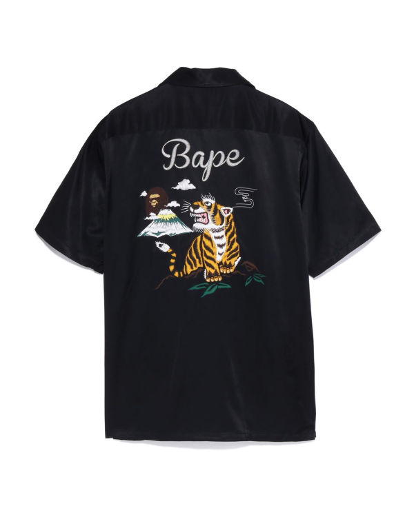 Camisas Bape Japan Culture Open Collar Hombre Negros | 809347-PFY