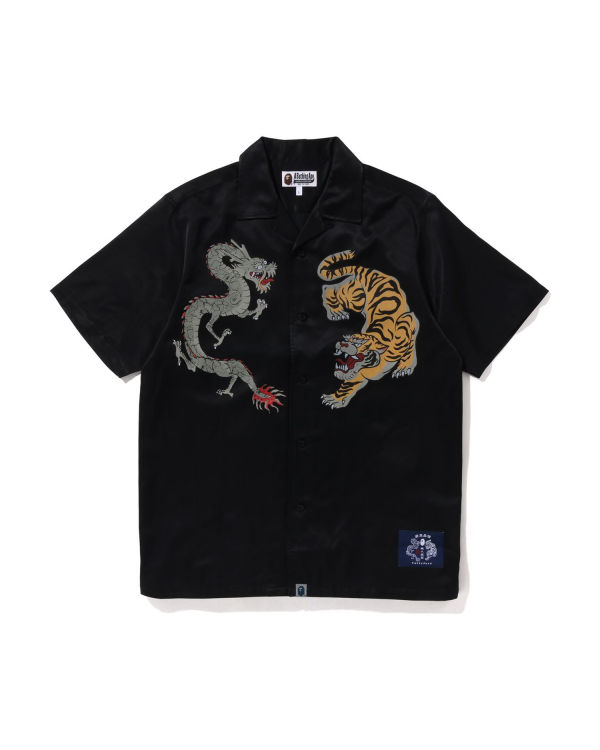 Camisas Bape Japanese Motif Relaxed Fit S/S Hombre Negros | 910248-JQX