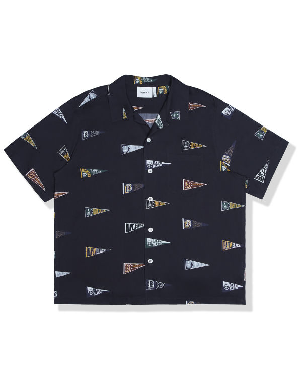 Camisas Bape Logo print short sleeve Hombre Negros | 765429-ZOM