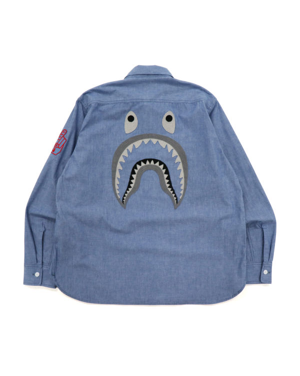 Camisas Bape Military Patch Relaxed Fit Chambray Hombre Azules Claro | 829301-MJO