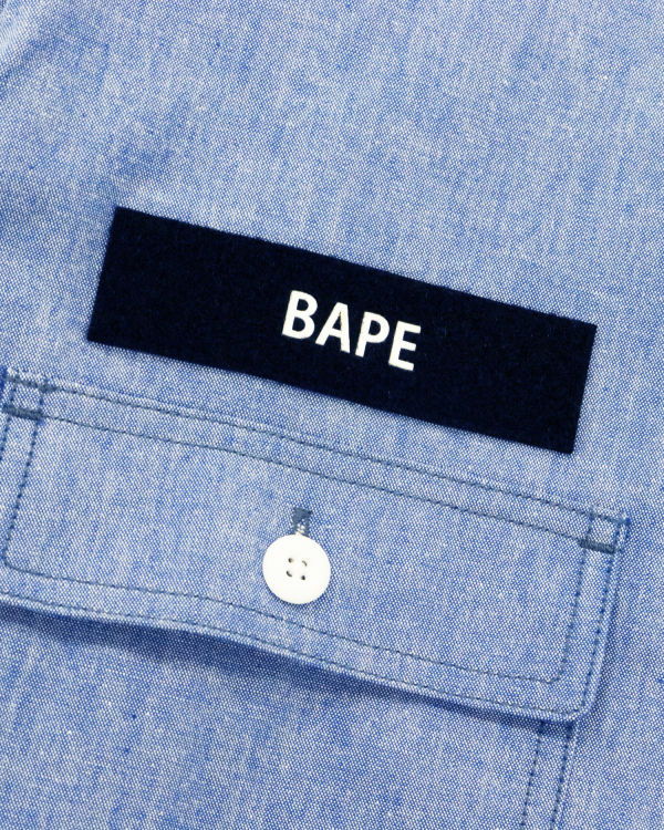 Camisas Bape Military Patch Relaxed Fit Chambray Hombre Azules Claro | 829301-MJO