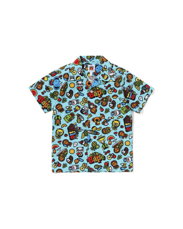 Camisas Bape Milo Mixed Fruit Open Collar S/S Niños Azules Claro | 164783-JMX