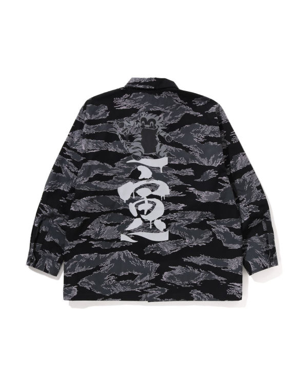 Camisas Bape Tiger Camo Relaxed Fit Military Hombre Negros | 281056-GTH