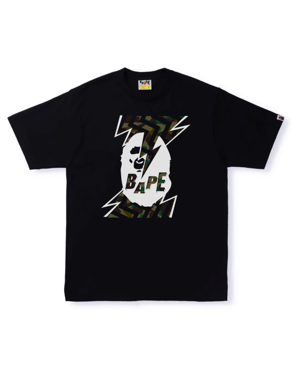 Camiseta Bape 1st Camo Lightning Ape Head Hombre Negros | 208569-SUG