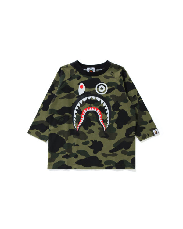 Camiseta Bape 1st Camo Shark 3/4 Sleeve Niños Verdes | 894372-TRY