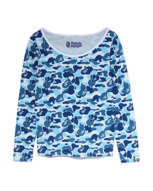 Camiseta Bape ABC Camo L/S Mujer Azules Claro | 712045-WQC