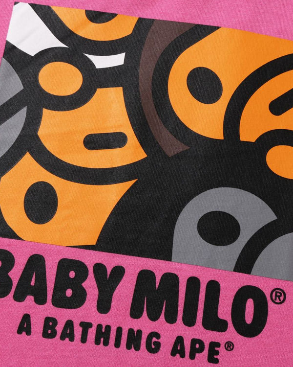 Camiseta Bape All Milo Mix L/S Niños Rosas | 804153-JEY